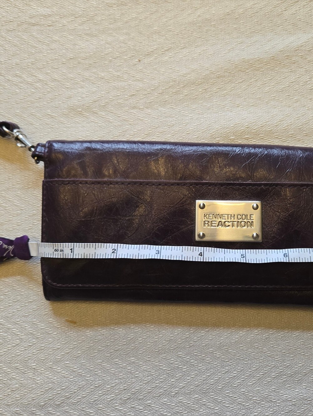 Kenneth Cole Reaction Dark Brown Leather Clutch Wristlet